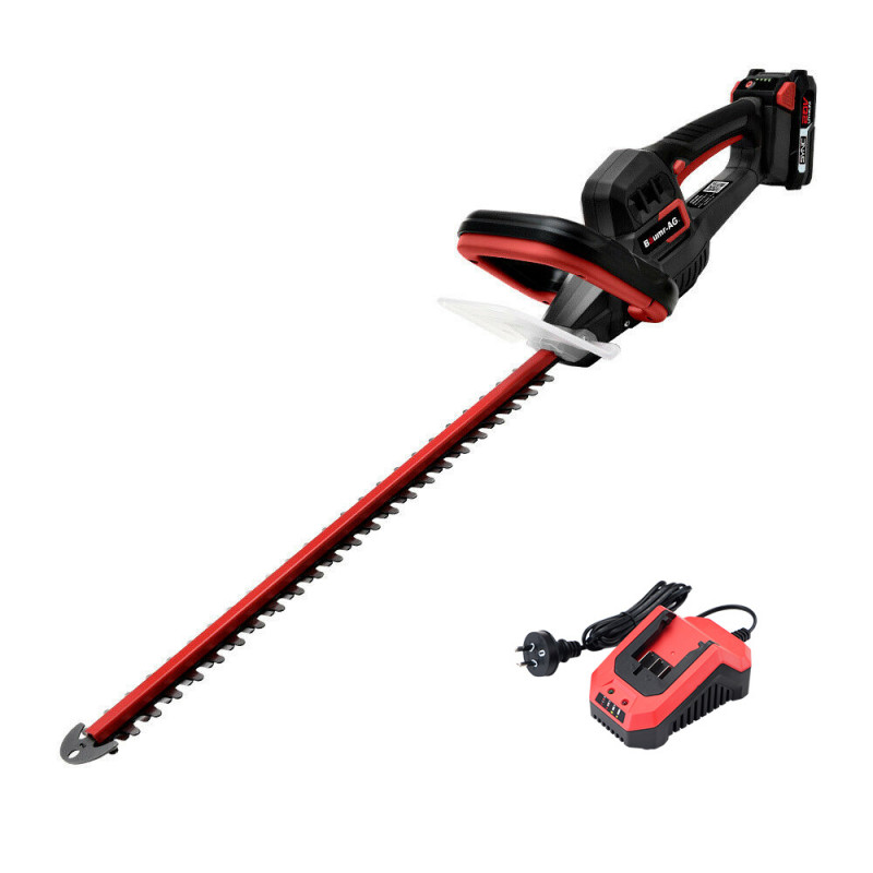 The Baumr-AG HH3 20V SYNC Cordless Electric Hedge Trimmer Kit includes a Battery and a Rapid Charger.