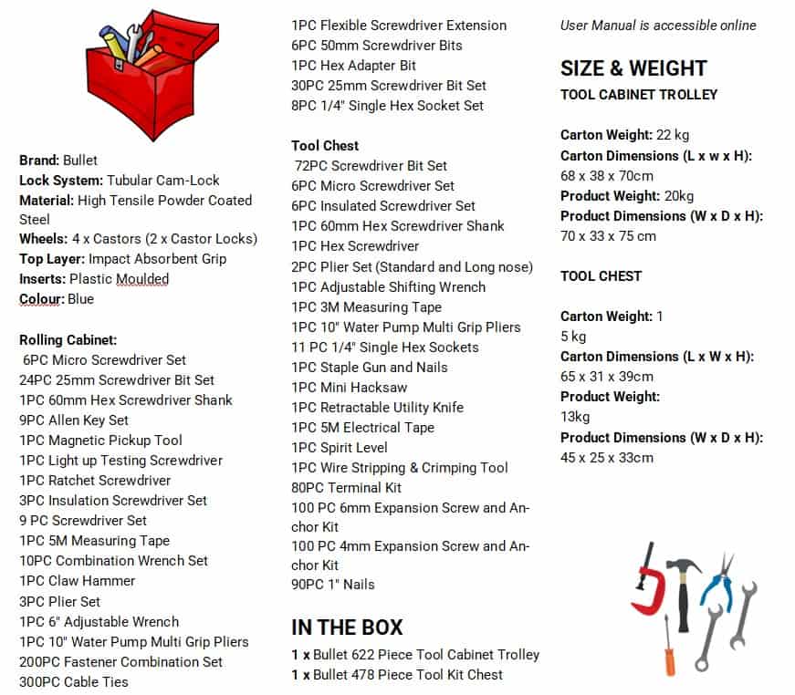 tool box contents